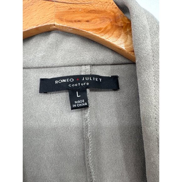 Romeo + Juliet Couture Open Front  Jacket size large Gray faux Suede Long Sleeve - Picture 3 of 5